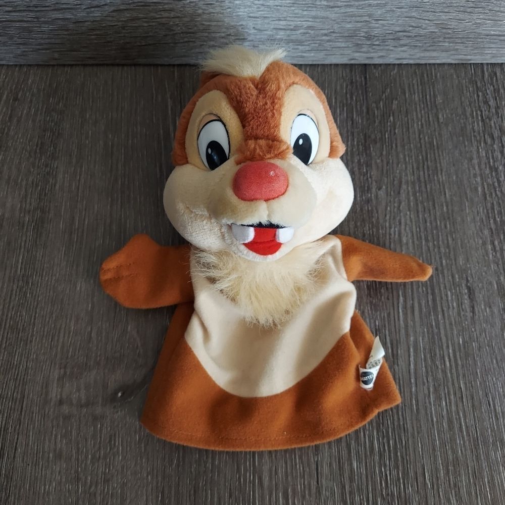 Vintage Mattel Disney Chip & Dale Rescue Ranger Hand Puppet Plush Stuffed Toy 8"